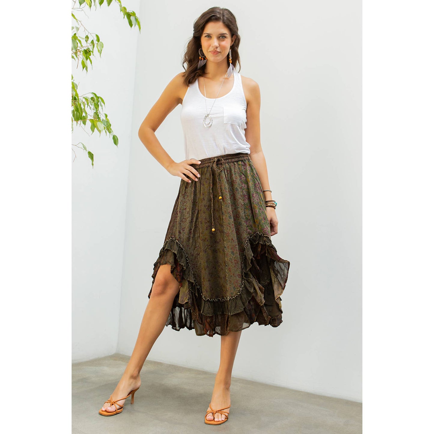 Whimsical Harmony Overdyed Mid-Length Skirt
