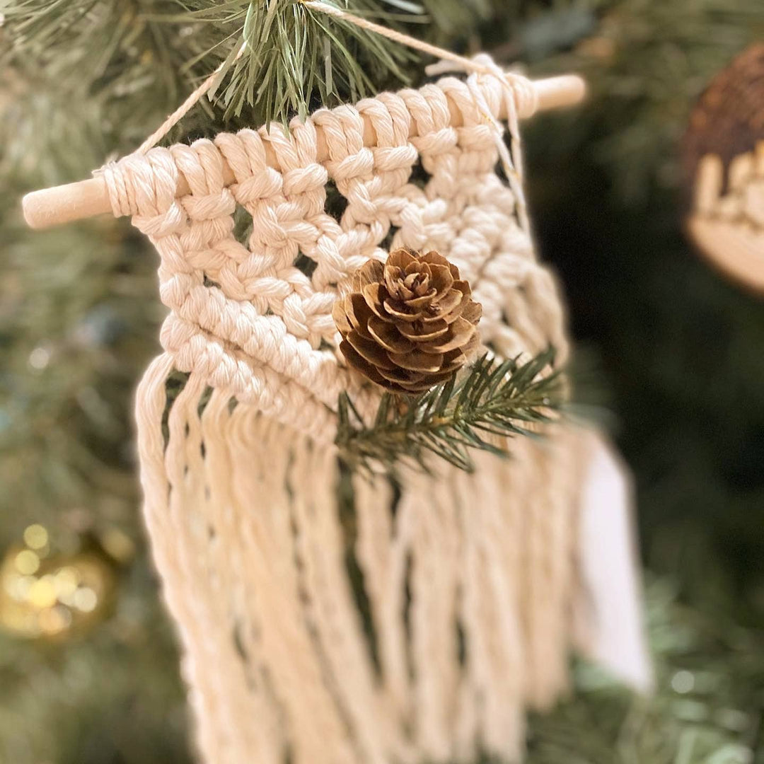 Macrame Ornament with Pine cone