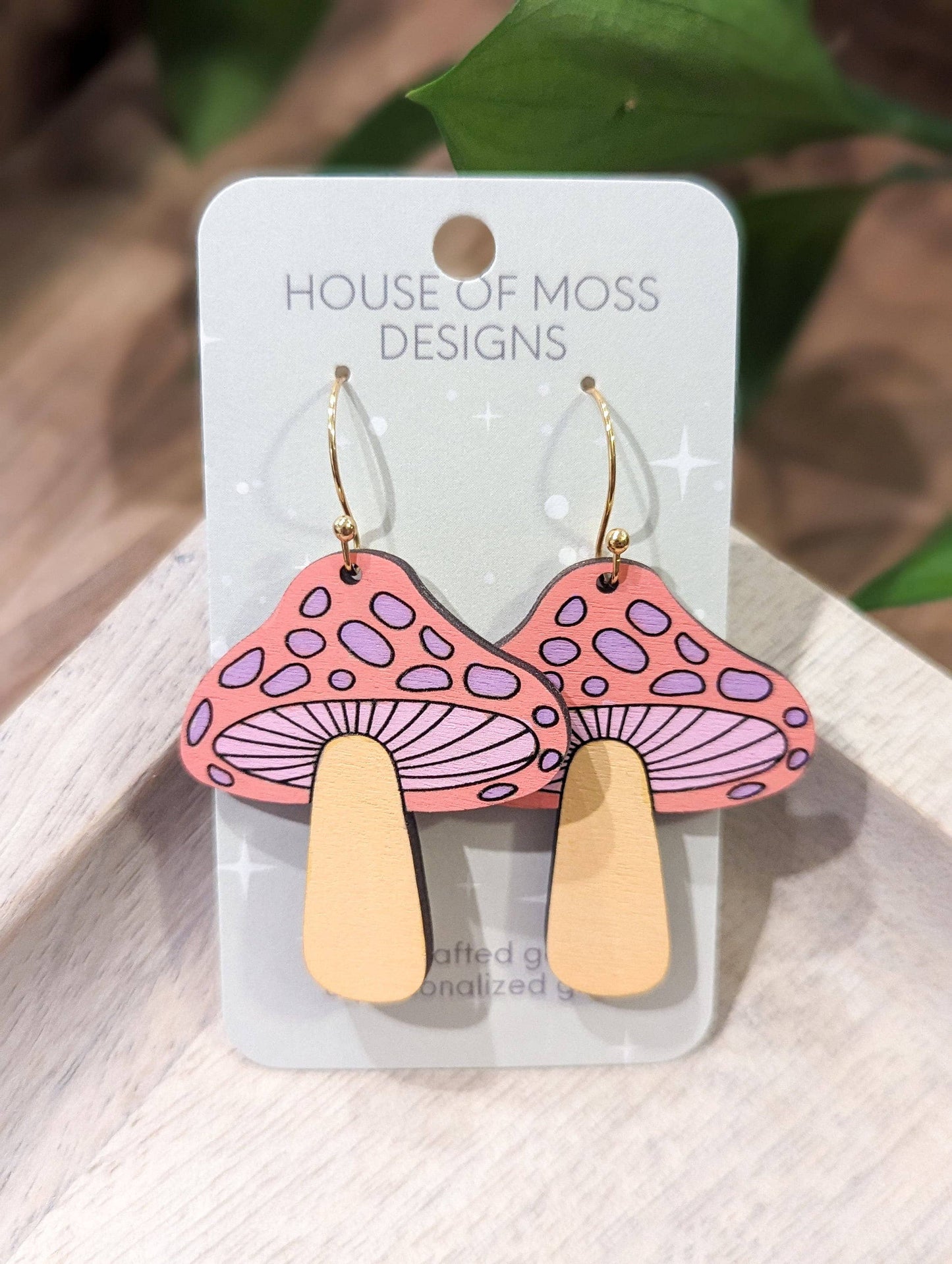 Pink Magic Mushroom Earrings